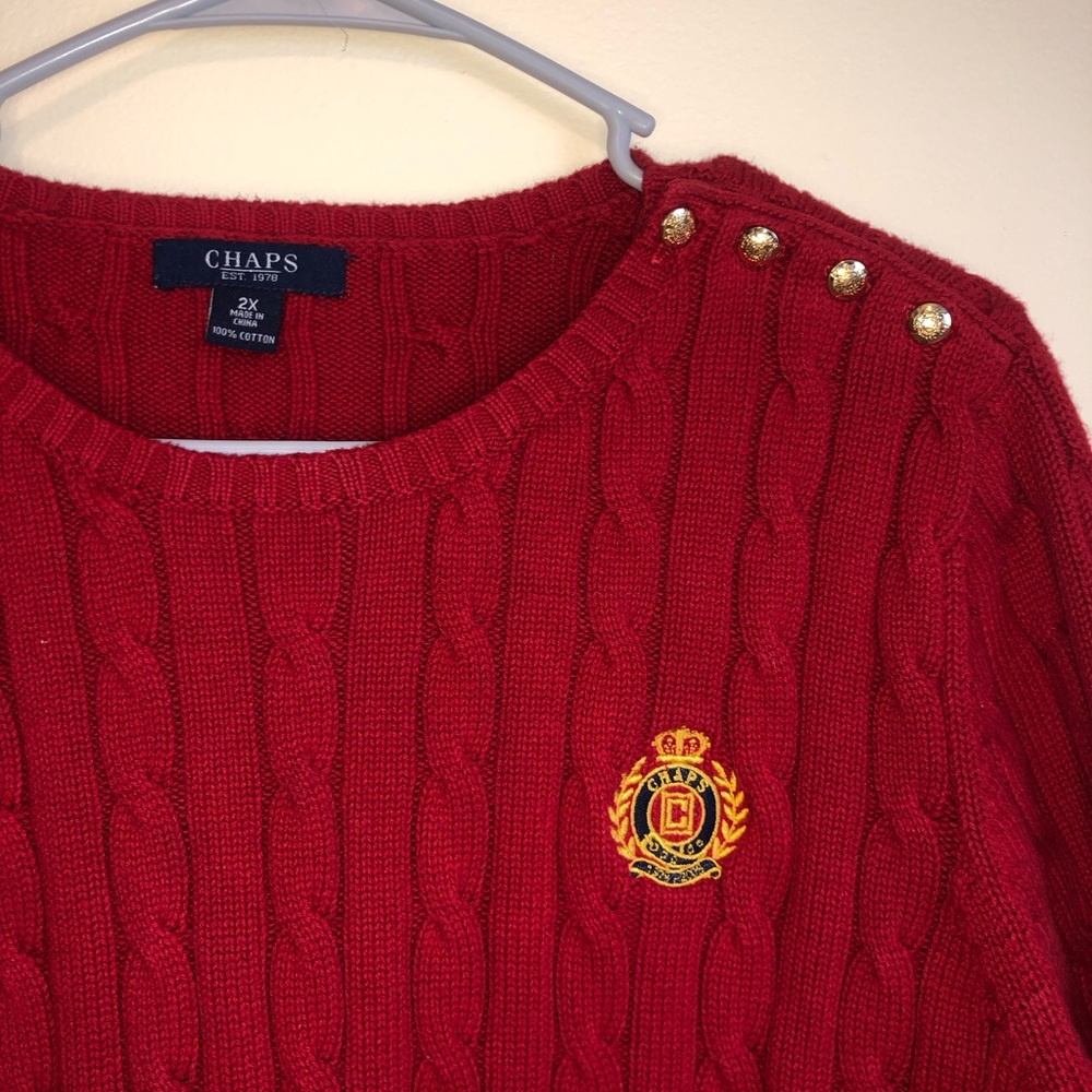 Ralph Lauren, Champs Red knit sweater in 2X
